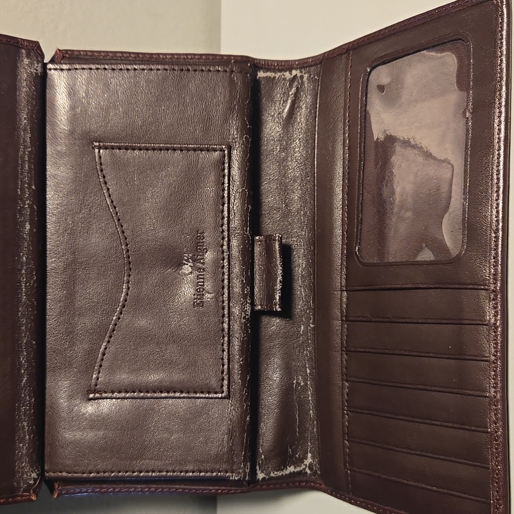 Etienne Aigner Kisslock Leather Wallet Burgundy - Picture 9 of 11